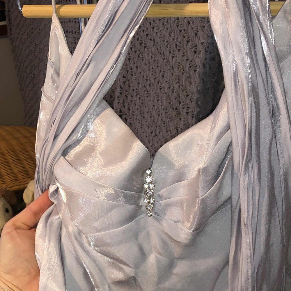 Romy Strapless Silver Dress with Rhinestone Detail